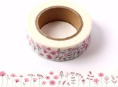 Washi tape - rozen bloempjes | 15mm x 10m