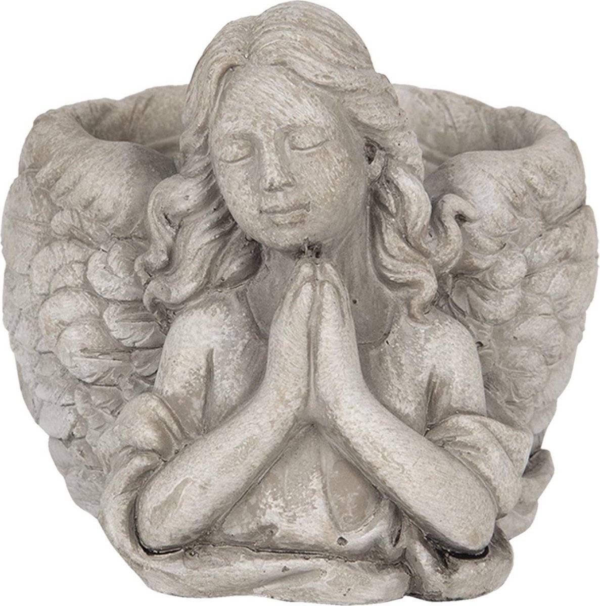 Bloempot voor Binnen – Grijs – Rustieke Pot – 16x13x12 cm – Steen – Meisjesmotief
