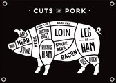 Man cave banner spandoek butchers cut varken zwart