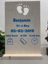 Akyol - Geboortebord - Gepersonaliseerd Kraamcadeau met Naam, Gewicht, Lengte, Geboortedatum en Tijdstip - Kraamkado - Babyshower Geboorte Bord, Geboorteposter - Babybord Newborn -