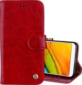 Voor Geschikt voor Xiaomi Redmi 5 Oil Wax Texture Horizontal Flip Leather Case met houder & kaartsleuven & portemonnee (rood)