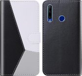 Voor Huawei Honor 10 Lite Tricolor stiksels Horizontaal Flip TPU + PU lederen tas met houder & kaartsleuven & portemonnee (zwart)