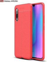 Voor Galaxy A90 5G Litchi Texture TPU schokbestendig hoesje (rood)