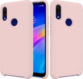 Effen kleur vloeibare siliconen schokbestendige hoes voor Xiaomi Redmi 7 (roze)