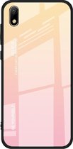 Voor Huawei Y5 (2019) Gradient Color Glass Case (Geel)
