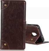 Voor LG K30 2019 koperen gesp nappa textuur horizontale flip lederen tas met houder & kaartsleuven & portemonnee (koffie)