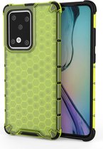 Voor Galaxy S20 Ultra schokbestendig Honeycomb PC + TPU beschermhoes (groen)