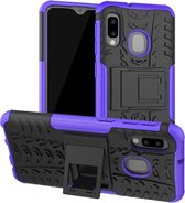 Tyre Texture TPU + PC schokbestendig hoesje voor Galaxy A20e / A10e, met houder (paars)