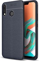 Voor Asus Zenfone 5z ZS620KL Litchi Texture Soft TPU beschermende achterkant van de behuizing (marineblauw)