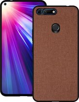 Schokbestendige doek textuur pc + tpu beschermhoes voor Huawei Honor View 20 (bruin)