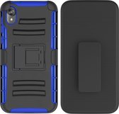 Voor Motorola E6 PC + siliconen terugclip schuifhoes beschermhoes (blauw)