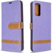 Voor Galaxy S20 kleurafhankelijke denim textuur horizontale flip pu lederen tas met houder & kaartsleuven & portemonnee & lanyard (paars)
