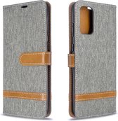 Voor Galaxy S20 Ultra Color Matching Denim Texture Horizontale Flip PU lederen tas met houder & kaartsleuven & portemonnee & Lanyard (grijs)