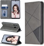 Ruit textuur horizontale flip magnetische lederen tas met houder en kaartsleuven voor Huawei P30 lite / nova 4e (grijs)