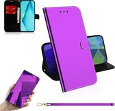 Let op type!! Voor Huawei nova 6 SE Lmitated Mirror Surface Horizontal Flip Leather Case met Holder & Card Slots & Wallet & Lanyard(Purple)