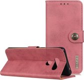 Voor LG Q70 KHAZNEH koeienhuid textuur PU + TPU horizontale flip lederen tas met houder & kaartsleuven & portemonnee (roze)