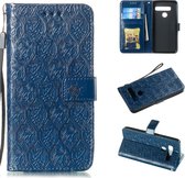 Geperst Printing Rattan Flower Pattern Horizontal Flip PU Leather Case for LG G8 ThinQ / G8S ThinQ, with Holder & Card Slots & Wallet & Photo Frame (Dark Blue)