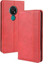 Voor Nokia 7.2 / Nokia 6.2 magnetische gesp retro gekke paard textuur horizontale flip lederen case, met houder & kaartsleuven & fotolijst (rood)