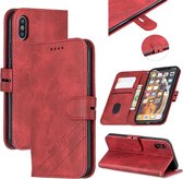 Voor iphone x & xs stiksels stijl 2-kleuren koe textuur horizontale flip pu lederen tas met houder en kaartsleuf en lanyard (rood)