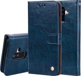 Business Style Oil Wax Texture Horizontal Flip Leather Case voor Galaxy A6 Plus (2018), met houder & kaartsleuven & portemonnee (blauw)