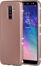Crystal Decor Sides Smooth Surface Soft TPU beschermende achterkant van de behuizing voor Galaxy A6 + (2018) (rose goud)
