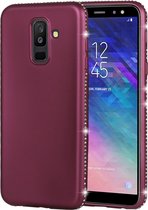 Crystal Decor Sides Smooth Surface Soft TPU beschermende achterkant van de behuizing voor Galaxy A6 + (2018) (paars)