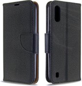 Voor xiaomi redmi k30 litchi textuur pure kleur horizontale flip pu lederen case met houder & kaartsleuven & portemonnee & lanyard (zwart)