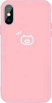 Voor iphone xs max klein varken patroon kleurrijke frosted tpu telefoon beschermhoes (roze)