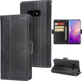 Voor Galaxy S10e Retro textuur Contrastkleur Splicing Horizontaal Flip TPU + PU lederen tas met kaartsleuven & houder & portemonnee (zwart)