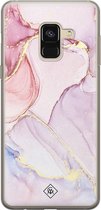 Samsung A8 (2018) hoesje siliconen - Marmer roze paars | Samsung Galaxy A8 (2018) case | paars | TPU backcover transparant
