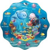 Waterspeelmat | Waterfun voor kids | Waterfontein | Watersproeiers | Doorsnee 100 cm | Kleur Blauw