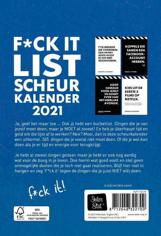 Scheurkalender - 2021 - F*ck it - Interstat