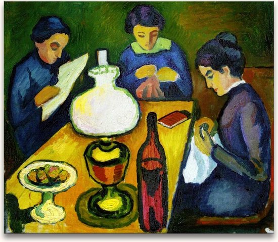 Handgeschilderd olieverfschilderij - olieverf op canvas - August Macke 'Drie Vrouwen aan Tafel'