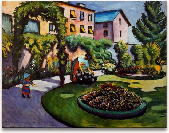 Handgeschilderd olieverfschilderij - olieverf op canvas - August Macke 'Leraren in de Tuin'