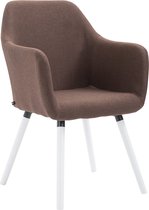 Clp Picard V2 Eetkamerstoel - Stof - bruin - Kleur onderstel wit (eiken)