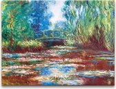 Handgeschilderd Olieverf op Canvas - Claude Monet 'Lotusbloemen bij Brug'