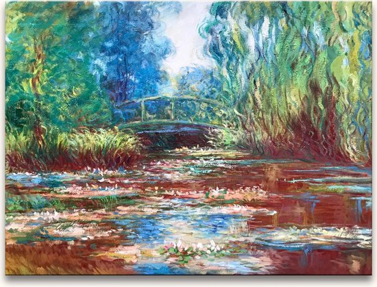 Huile sur toile peinte à la main - Claude Monet 'Lotus Flowers at Bridge'