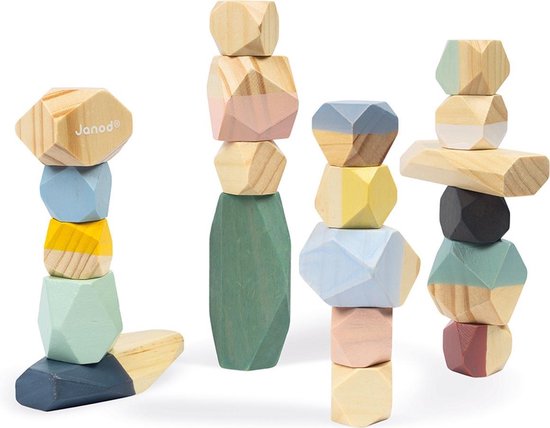 Janod Sweet Cocoon - Stapelstenen - Lichtgewicht Houten Stenen - Eindeloze Constructiemogelijkheden! - Geschikt Vanaf 2 Jaar van Janod — afbeelding 4