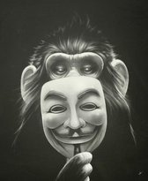 Allernieuwste Canvas Schilderij La Casa De Papel - Aap met Masker - Dieren - Kunst - Poster - 40 x 60 cm - Zwart Wit