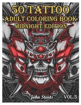 50 Tattoo Adult Coloring Book Midnight Edition