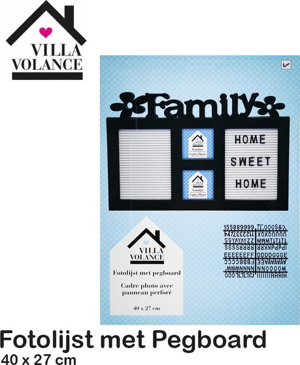 Villa Volance Fotolijst met Pegboard 40 x 27 cm - Zwart