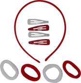 Jessidress Set van Haar Diadeem met Haar elastiekjes en Haarspeldjes - Rood