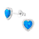 Joy|S - Zilveren classic hart oorbellen 7 mm pacific blue