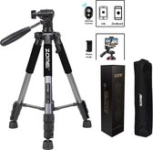 Professioneel Universeel Lichtgewicht DSLR Camerastatief - Voor de Sony / Canon / Nikon Camera – Tripod 140CM -Zilver