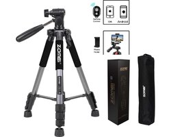 Professioneel Universeel Lichtgewicht DSLR Camerastatief - Voor de Sony / Canon / Nikon Camera – Tripod 140CM -Zilver