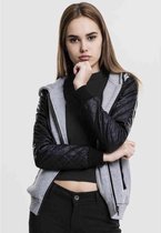 Urban Classics Vest met capuchon -S- Diamond Leather Imitation Grijs/Zwart