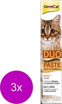 Gimcat Duo-Pasta Kaas Met Mout - Kattensnack - 3 x Kaas Mout 50 g Anti-Hairball