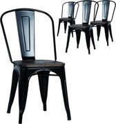 Design 4 stoelen set en acier et orme zwart