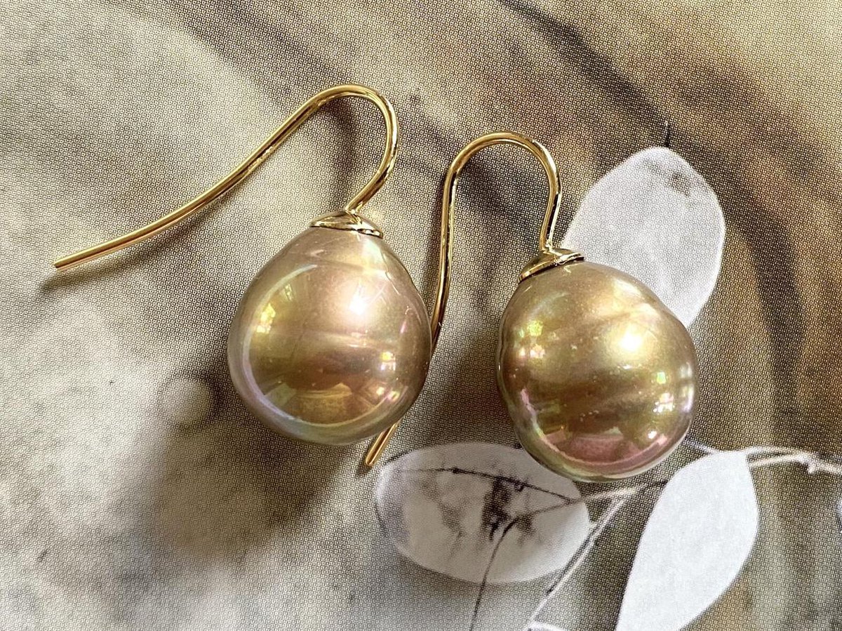 Parel oorbellen klassiek barok goud/goud