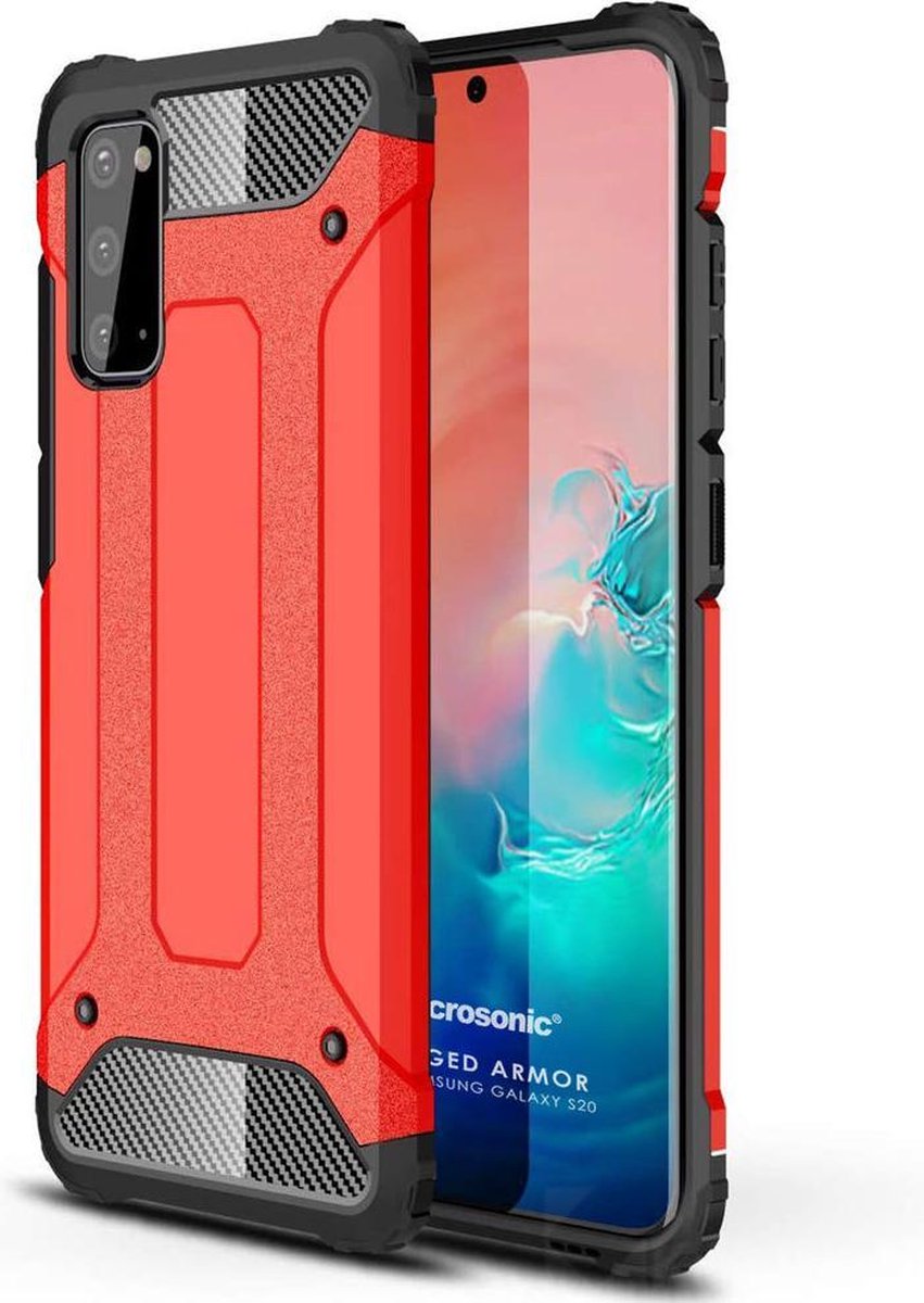 Hoesje Geschikt voor: Samsung Galaxy S20 Armor Hybrid - Rood